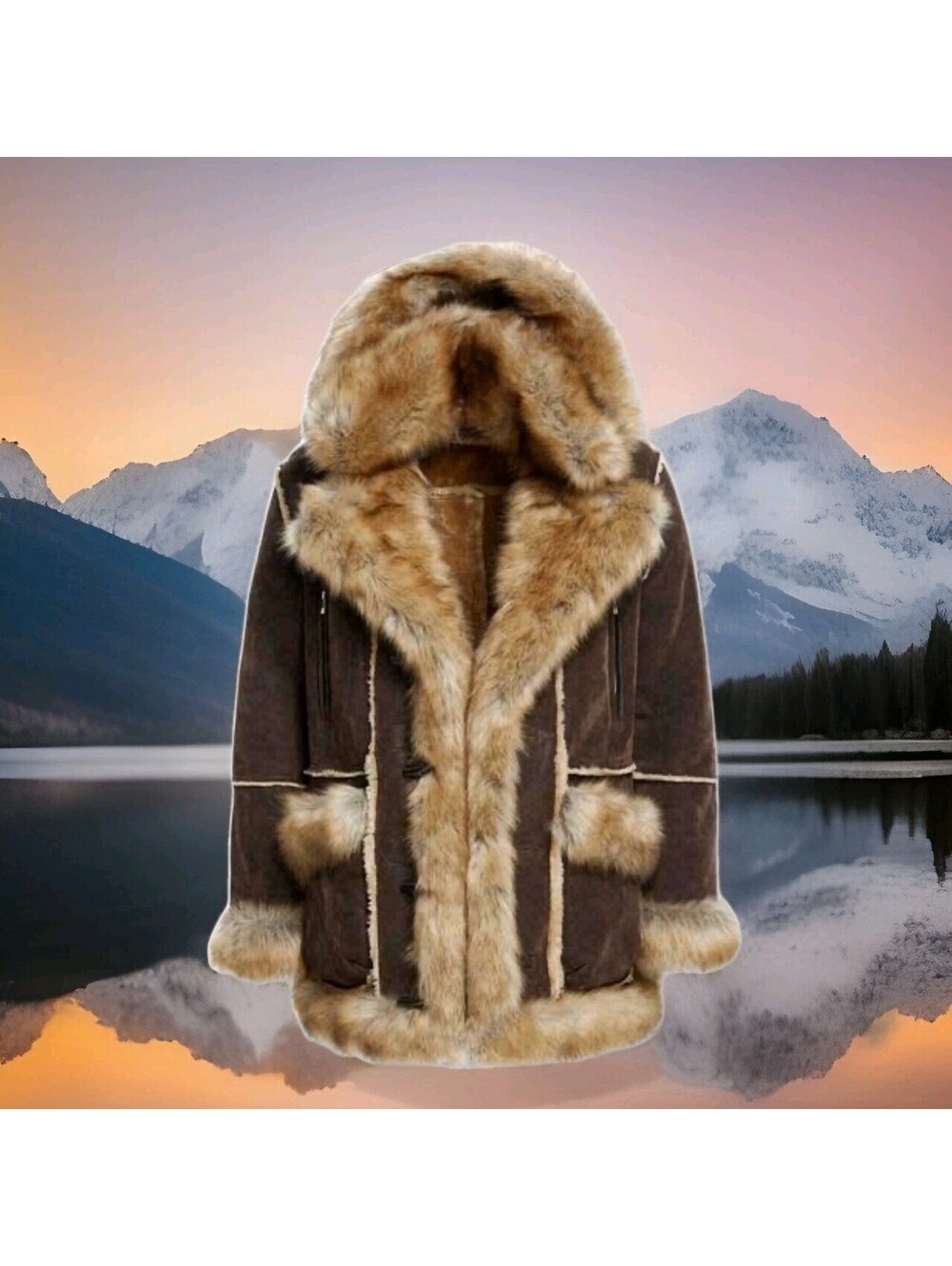 JORDAN CRAIG ASPEN SHEARLING FUR COAT WINTER JACKET 9139 BROWN LEATHER MEN SMALL